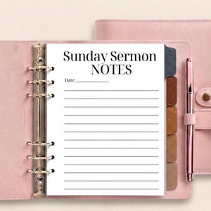 Sunday Sermon Notes Journal Page Insert Christian Sermon Notebook Page Faith Based Bible Study Church Notes for Women Devotional Journaling
