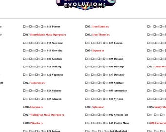 Prismatic Evolutions Master Set Checkliste druckbare PDF | Pokémon Kartensammler | Checkliste für mehrere Varianten