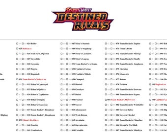 Destined Rivals Master Set Checkliste Druckbare PDF | Pokémon Karte Tracker | NHRH H