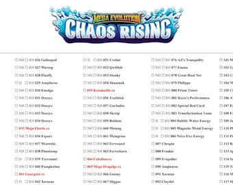 Chaos Rising Master Set Checkliste Druckbare PDF | Pokémon Karte Tracker | NH RH H | Checkliste für die Ordnersammlung