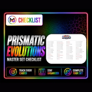 Prismatic Evolutions Master Set Checkliste (PDF zum Ausdrucken) | Pokémon-Kartensammler | Checkliste für mehrere Varianten