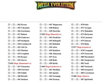 Pokémon Mega Entwicklung Meister-Set Checkliste | NH RH H Tracker | Printable Ordner Checkliste PDF