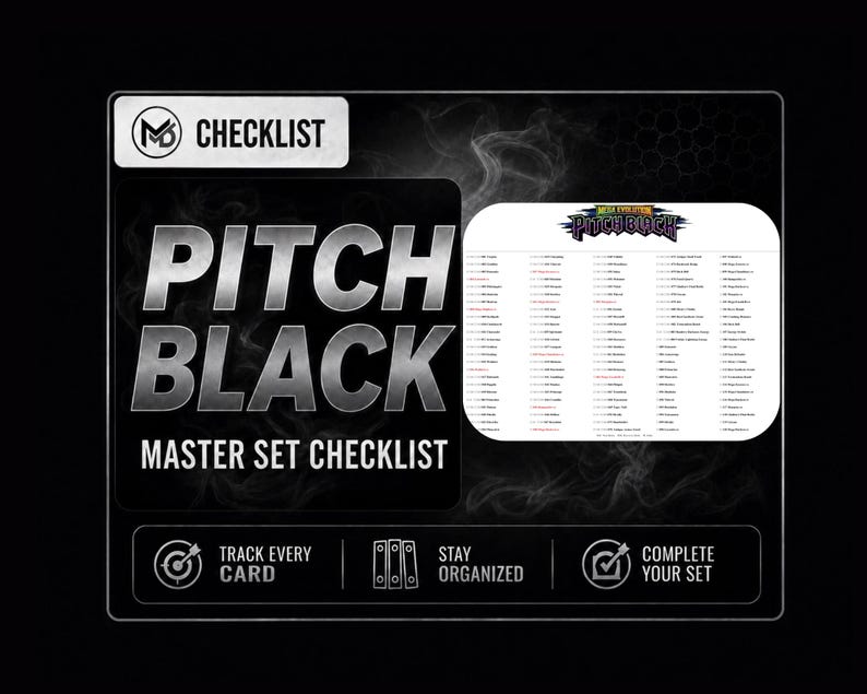 Pokémon Pitch Black Master Set Checklist PDF | Printable Card Tracker ...