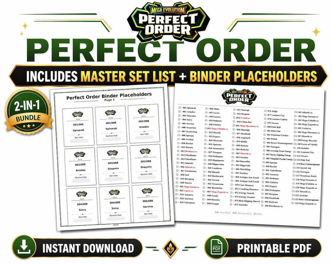 Perfect Order Visual Set List.pdf Pokemon Perfect Order Master Set List + Binder Placeholders PDF Digital ...