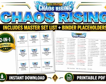 Chaos Rising Master Set Checkliste & Ordner Platzhalter Bundle | Pokémon Druckbare PDF | Digitaler Download