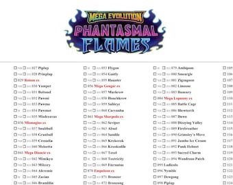 Pokémon Phantasmal Flammen Master Set Checkliste | NH RH H Tracker | Printable Ordner Checkliste PDF