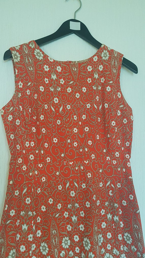 Vintage 1969's Summer Shift Dress, Orange Size 10 - image 1