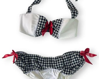 Agent Provocateur 2009 Gingham Bow Bikini Set Y2K Vintage Pin Up Swimwear