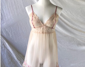 Grillige sprookjesachtige Victoria's Secret Y2K vintage kanten slip in perzikroze