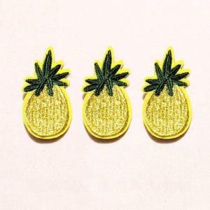Set of 3 Pineapple Patches, Embroidered Patch, Iron On Appliqué Badge (3cm x 5cm) (A002)
