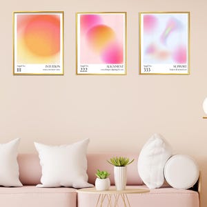 Angel Number Wall Art Set | Gradient Prints | Spiritual Aura Decor | Manifestation Poster | Digital Download