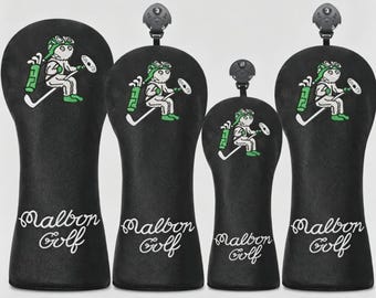 Pilot Malbon Golf Club Wood Head Covers HeadCovers Leather Black