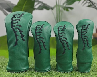 Tiger Sun Day Red Golf Club Wood Head Covers 1+3+5+UT HeadCovers Leather Green