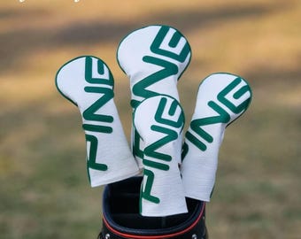 Fundas para cabezas de palos de golf, putter, mazo, hierros y maderas, blanco y negro