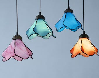 Lámpara colgante Tiffany Lotus, lámpara de techo mediterránea vintage para dormitorio, sala de estar y pasillo.