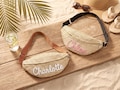 Personalized Straw Belt Bag, Boho Beach Vacation Fanny Pack, Bridesmaid Gift