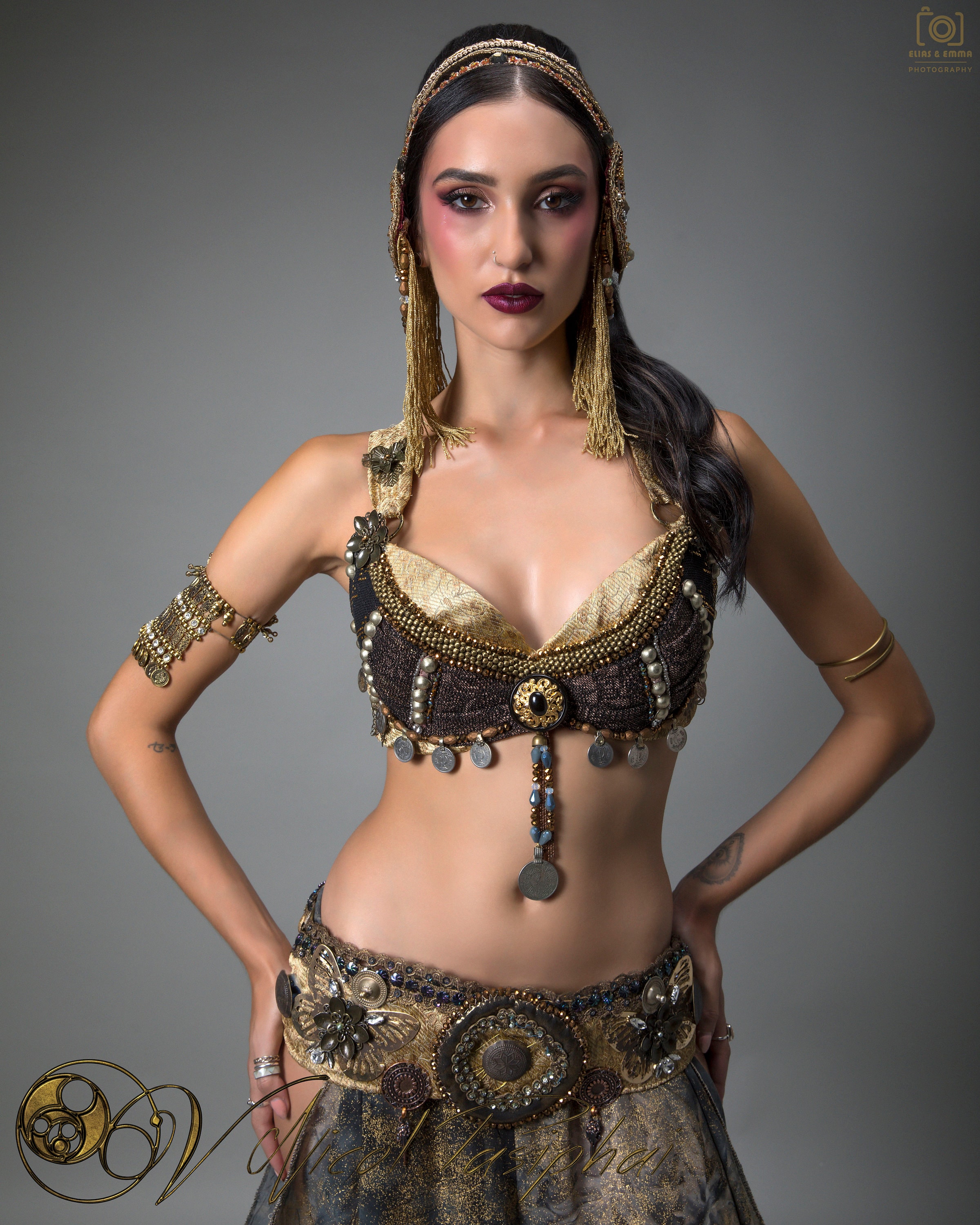 Tribal Fusion Costume Gold Tribal Costume-belly Dance Costume Gold