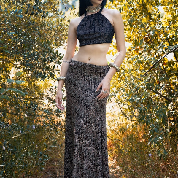 Geometric mermaid skirt / shimmer tribal fusion top / belly dance costume