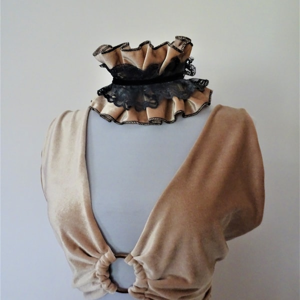 Velvet circus collar / renaissance velvet ruffle collar / neck ruff women collar