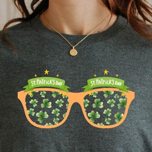 St. Patrick&#39;s Day T-shirt for St Paddy&#39;s Day shirt eye glasses shamrocks unisex tshirt her him shamrock shirt Irish shirt teeshirt
