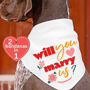 Engagement Dog Bandana Will you marry me us Proposal Engaged Dog Bandana Neck Scarf for dog lover owner reversible photo prop wedding gift