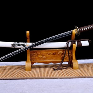 GLW Sword 40" Hand Forged Japanese Samurai Sword Real Katana High Performance Manganese Steel Full Tang Sharp Blade White Saya Gift For Men