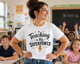 Camiseta "Ensinar é o meu superpoder" | Volta às aulas para professores