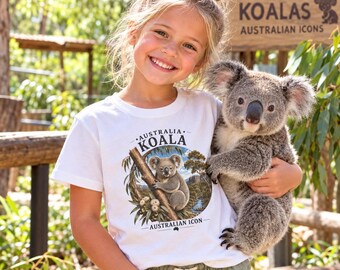 Kids Koala T Shirt Australian Icon | Aussie Wildlife Artwork | Child Unisex Fit