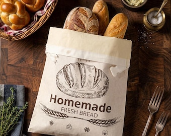 Brot Tasche aus Bienenwachs | Wiederverwendbare Brotaufbewahrung aus Leinen für Sauerteigbrote