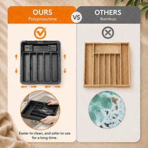 Erweiterbar Besteck Organizer | Verstellbares Utensilientablett | Küchen Schubladen Aufbewahrung | Kunststoff Besteck Organizer | Minimale Küche Bild 7