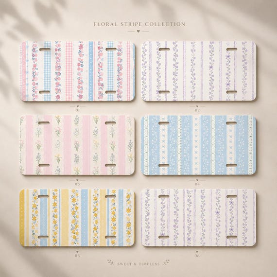 Floral Vanity Plate & License Plate Frame, Coquette Car Accessories, Cottagecore Floral Car Decor, Pastel License Plate