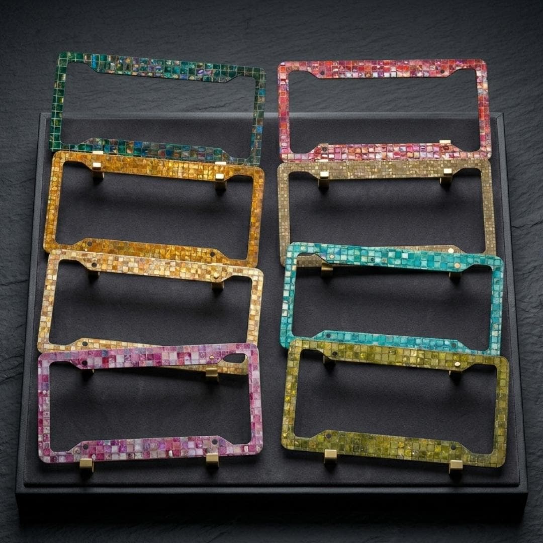 Colorful Mosaic Print License Plate Frame, Decorative Printed Car Tag ...
