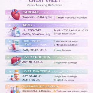 Nursing Lab Values Cheat Sheet Nursing Student Notes NCLEX Study Guide ...