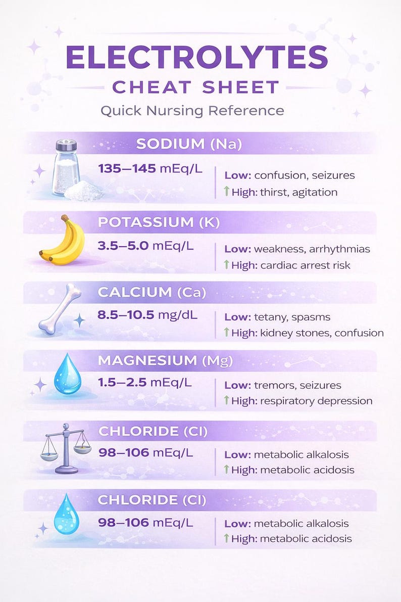 Nursing Lab Values Cheat Sheet Nursing Student Notes NCLEX Study Guide ...