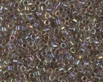 DB 64, Crystal/Taupe ICL/R - Miyuki Delica Beads, Size 11, 5 grams - Miyuki Delica & Seed Beads - Inside Color Lined - Rainbow