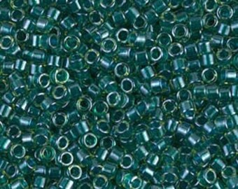 DB 919, Lt. Green/Dark Teal ICL, Dyed - Miyuki Delica Beads - Size 11 - 5 grams - Japanese Cylinder Seed Beads - Retail & Wholesale