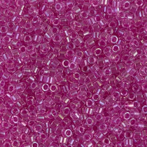 DB 74, Lined Lt. Fuchsia AB - Miyuki Delica Beads, Size 11, 5 grams - Miyuki Delica & Seed Beads - Wholesale and Retail