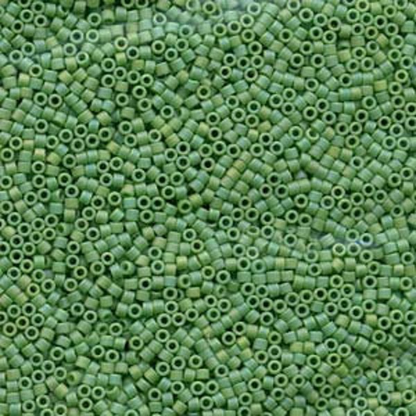 DB 877, Matte Opaque Green AB - Miyuki Delica Beads - Size 11 - 5 grams - Japanese Cylinder Seed Beads - Retail & Wholesale - Brown