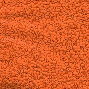 May include: A large quantity of small, round, orange beads. The beads are uniform in size and shape, and they are all the same color.