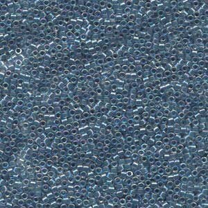 May include: A close-up view of a large quantity of small, round, light blue glass beads with a metallic sheen.