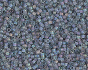 DB 863, Matte Gray AB - Miyuki Delica Beads - Size 11 - 5 grams - Japanese Cylinder Seed Beads - Retail & Wholesale - Transparent - Rainbow