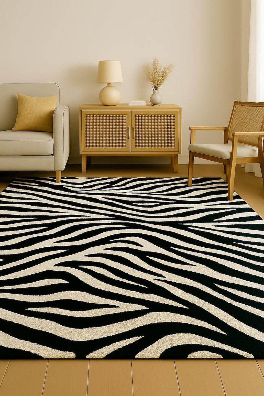 Zebra Print Entry Rug Hand-tufted Zebra Print Area Rug, Black White Modern Carpet, Living ...