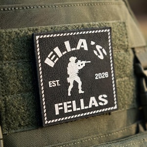 Ella’s Fellas Patch Tactical Hook & Loop Patch 2.5 x 2.5 Faux Leather Morale Patch Country Music Meme Patch Hat Patch