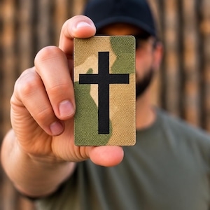 Christian Cross IR Patch | 500D Multicam Cordura 3M SOLAS Reflective Patch with Hook N Loop for Helmets and Plate Carriers