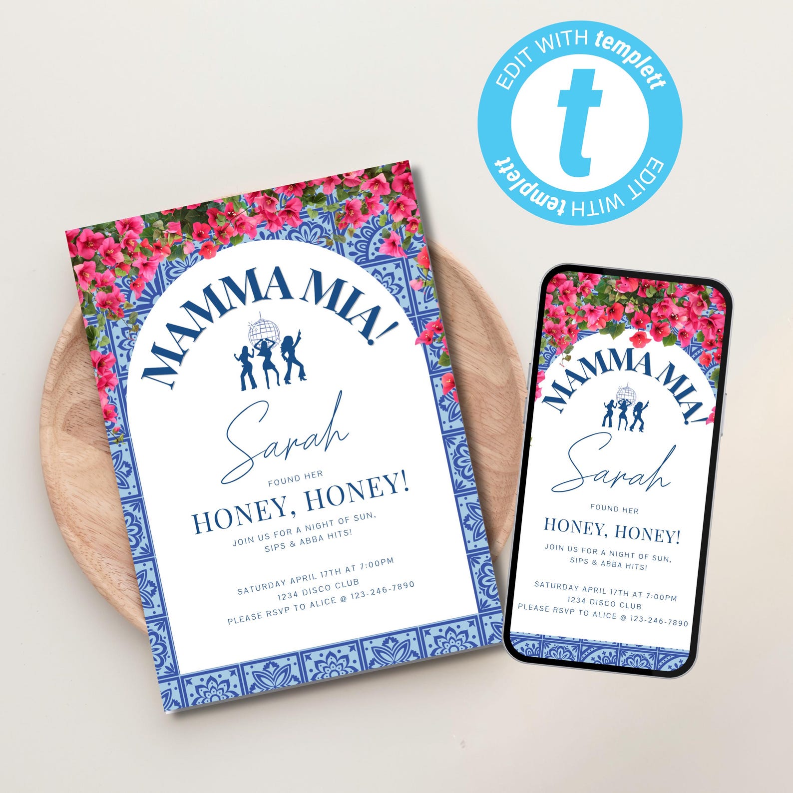 Mamma Mia Bachelorette Invitation, Mediterranean Bach Party Template ...