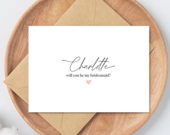 Bridesmaid Proposal Card Template, Customizable Wedding Card (Digital Download)