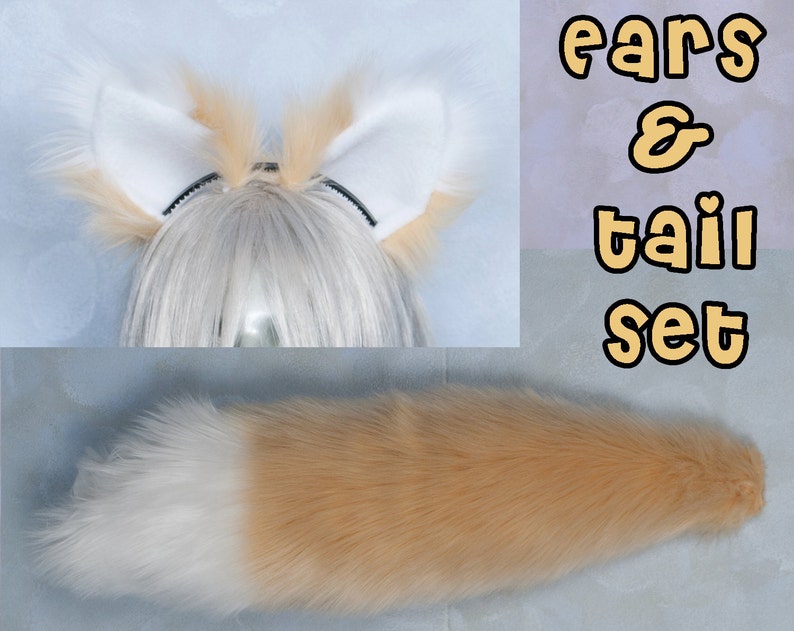Gold//Tan Furry Fox Tail and//or Ears Cosplay Accessories