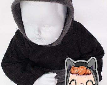 BABY & TODDLER Black Cat Hoodie, Costume, Vest, Jacket, Hand-made, Cosplay