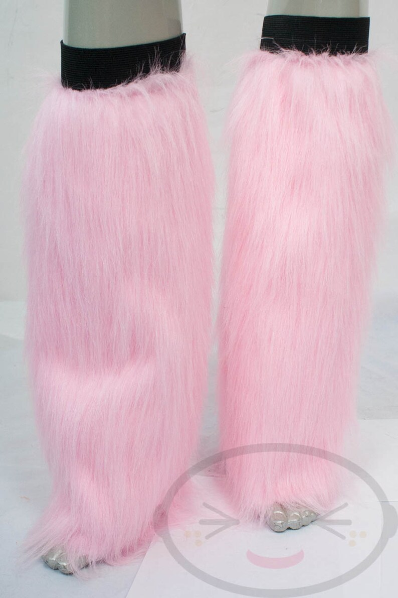 light pink fluffies legwarmers for raves cosplay etsy light pink fluffies