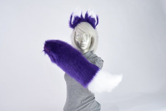 Purple Furry Fox Tail and//or Ears Cosplay Accessories